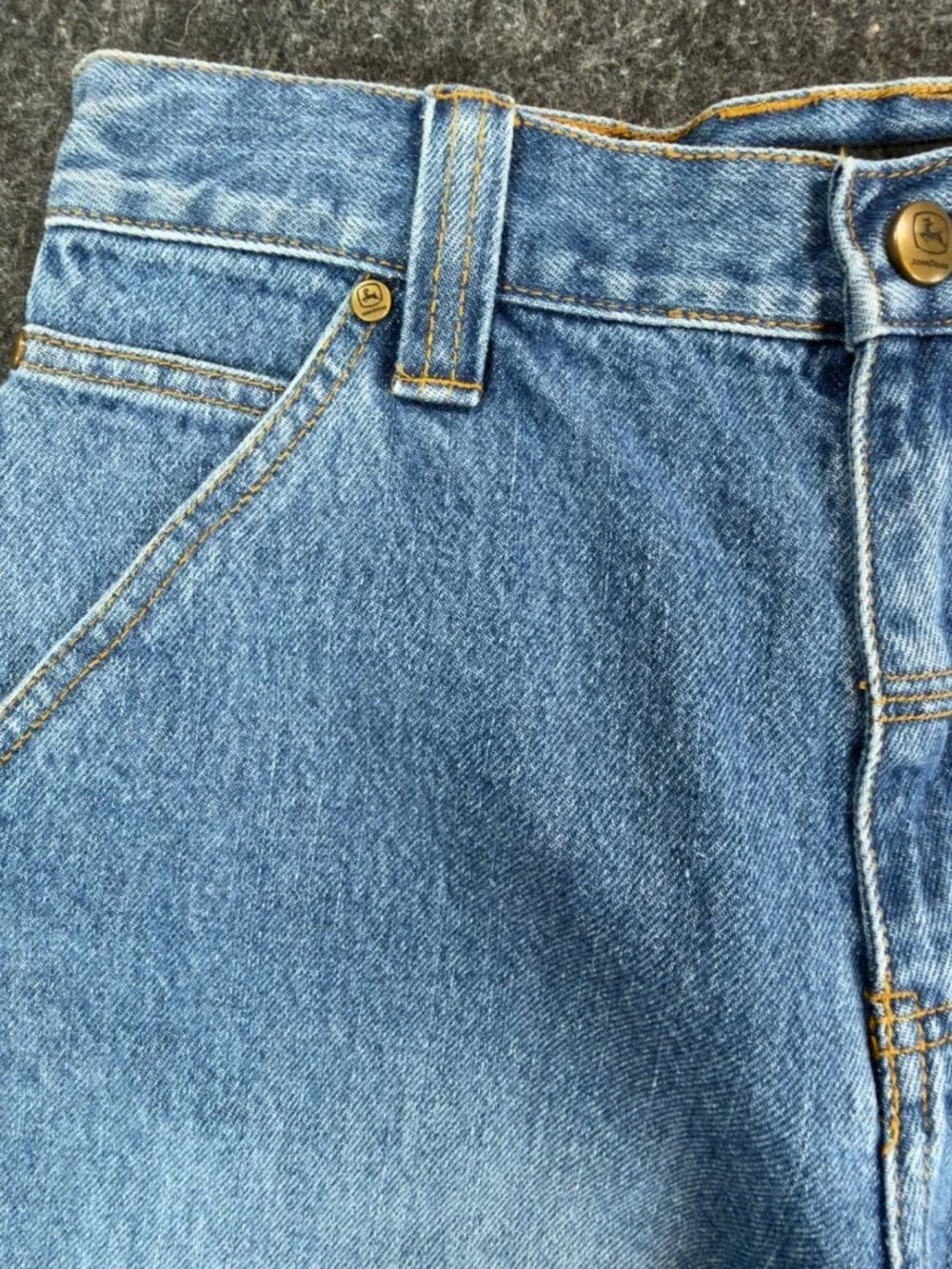 VTG John Deere Carpenter Shorts Boys 14 Womens Denim Utility Jorts NOS NWT